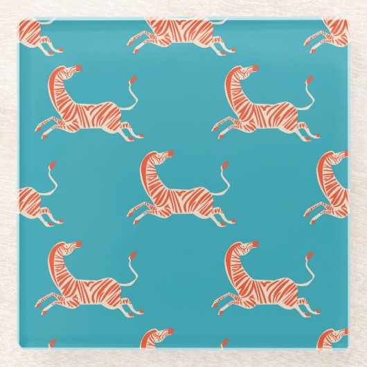 Neon Zebra: Retro farblos, nahtlos Glasuntersetzer (Vorderseite)