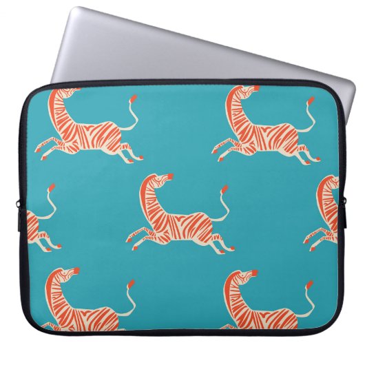 Neon Zebra: Retro farblos, nahtlos Laptopschutzhülle (Vorderseite)