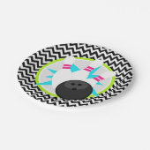 Neon Zickzack Bowling Paper Tellers Pappteller (Schrägansicht)