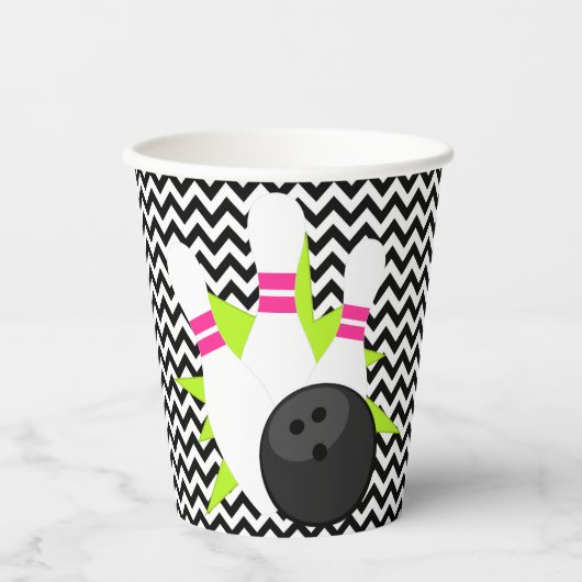 Neon Zickzack Bowling Party Paper Cups Pappbecher (Vorderseite)