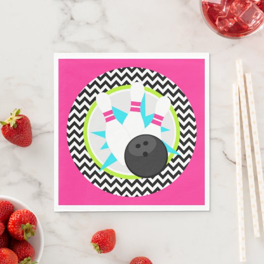 Neon Zickzack Bowling Party Paper Napkins Serviette (Beispiel)