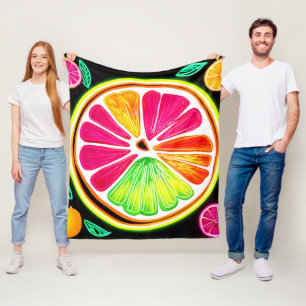 Neon-Zitrusfrucht-Party Fleecedecke