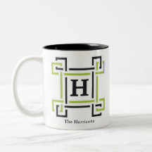 Neon-Zitrusgrün-schwarze Familien-Est-Monogramm