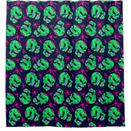 Neon Zombie Skulls Pattern Duschvorhang