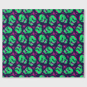 Neon Zombie Skulls Pattern Geschenkpapier (Flach)