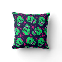 Neon Zombie Skulls Pattern