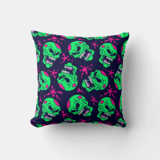 Neon Zombie Skulls Pattern Kissen
