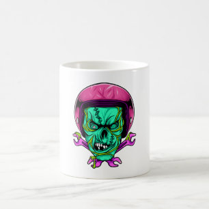 Neon-Zombie-Totenkopf-Biker-Helm-Design Kaffeetasse