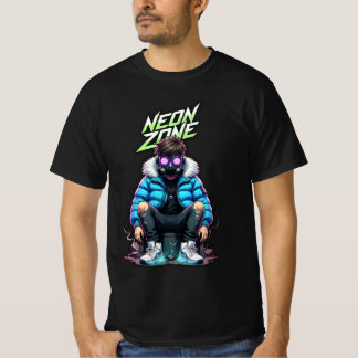 NEON ZONE – Cyberpunk Chill Crew Grafik T-Shirt