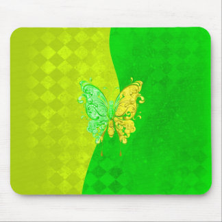 Neon zwei tont Schmetterling im Gelb und im Grün Mousepad