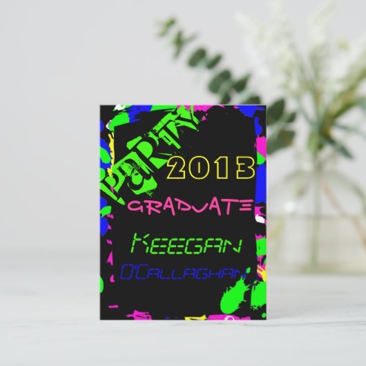 NeonAbschluss-Party Einladung (Stehend Vorderseite)