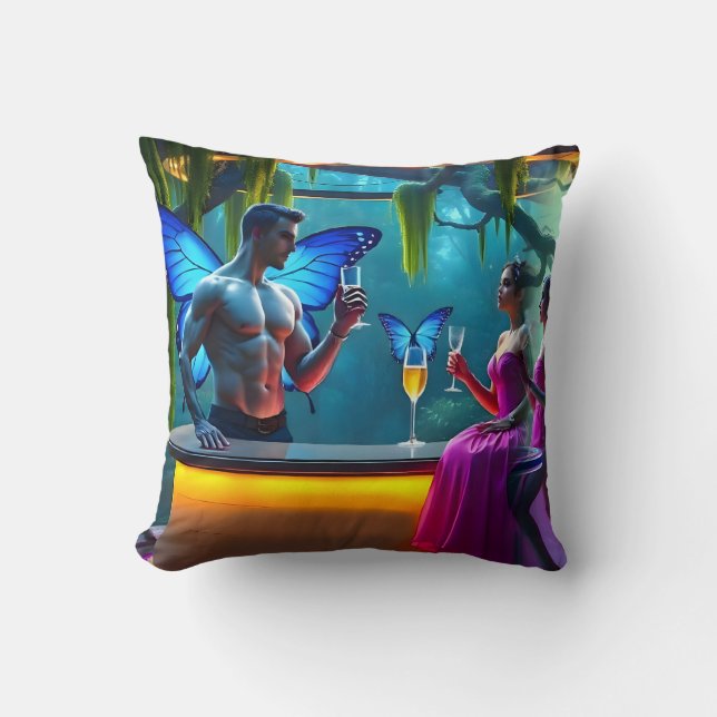 Neonächte Butterfly Cocktail Bar Kissen (Vorderseite)
