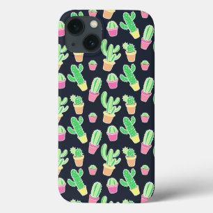 NeonAquarell-Kakteen im Topf-Muster iPhone 13 Hülle