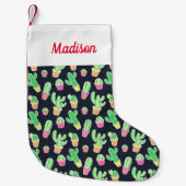 NeonAquarell-Kakteen im Topf-Muster Kleiner Weihnachtsstrumpf (Vorderseite)