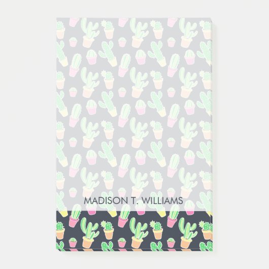 NeonAquarell-Kakteen im Topf-Muster Post-it Klebezettel (Vorderseite)