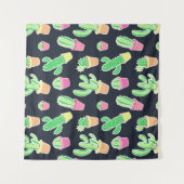 NeonAquarell-Kakteen im Topf-Muster Wandteppich (Vorderseite)