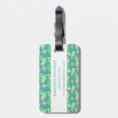 NeonAquarell-Kaktus im Topf-Muster Gepäckanhänger (Rückseite vertikal)