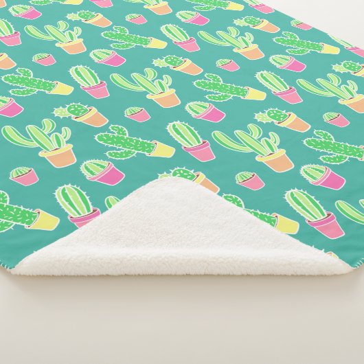 NeonAquarell-Kaktus im Topf-Muster Sherpadecke (3/4)
