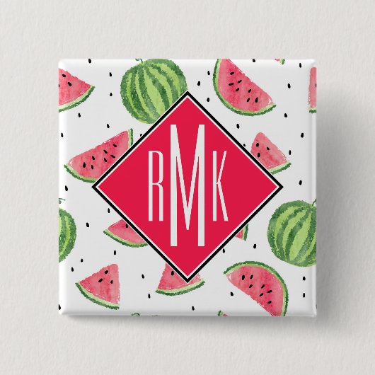 NeonAquarell-Wassermelone-Muster Button (Vorderseite)