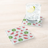 NeonAquarell-Wassermelone-Muster Glasuntersetzer (Schrägansicht)