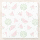 NeonAquarell-Wassermelone-Muster Glasuntersetzer (Rückseite)