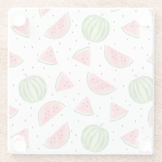 NeonAquarell-Wassermelone-Muster Glasuntersetzer (Rückseite)