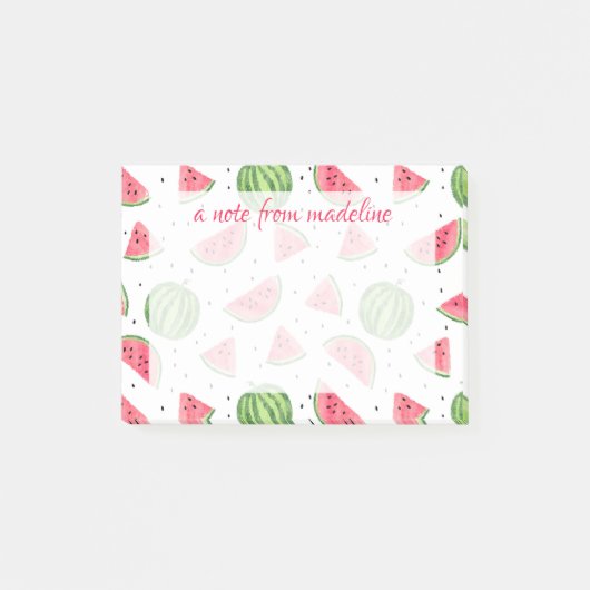 NeonAquarell-Wassermelone-Muster Post-it Klebezettel (Vorderseite)