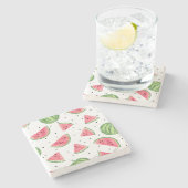 NeonAquarell-Wassermelone-Muster Steinuntersetzer (Seitenansicht)