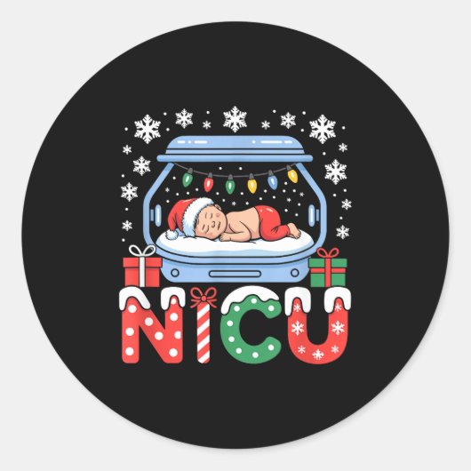 Neonatal Intensive Care Unit Xmas Funny Nicu Nurse Runder Aufkleber (Vorderseite)