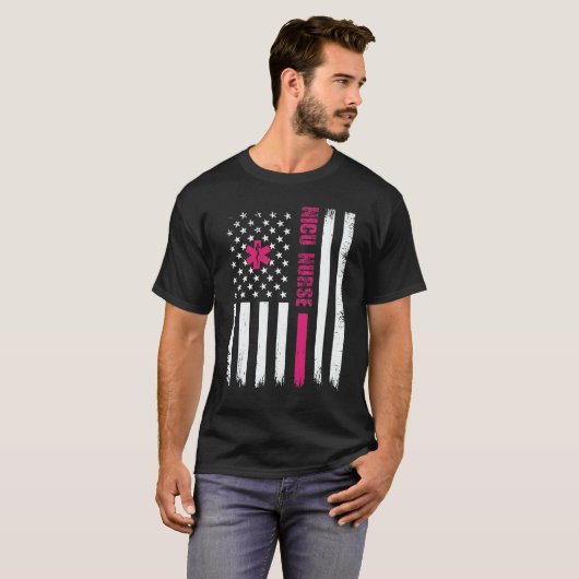 Neonatal NICU Nurse American Flag Typografie T-Shirt (Vorne ganz)
