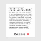 Neonatale Intensivstation NICU Nurse Definition Aufkleber (Blatt)