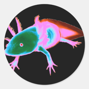 Neonaxolotl-Aufkleber Runder Aufkleber