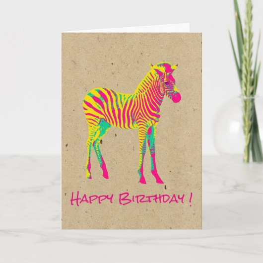 Neonbabyzebra-psychedelischer flippiger Retro Karte (Vorderseite)