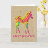 Neonbabyzebra-psychedelischer flippiger Retro Karte (Gelbe Blume)