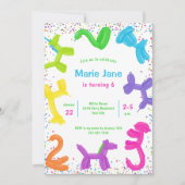 Neonballons, Tierballons Einladung (Vorderseite)