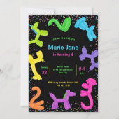 Neonballons, Tierballons Einladung (Vorderseite)