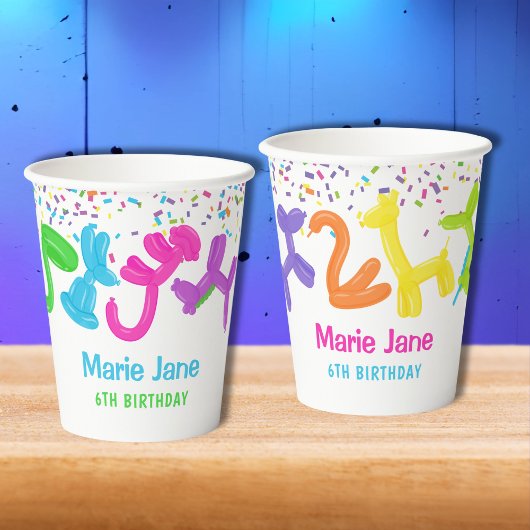 Neonballons, Tierballons Pappbecher