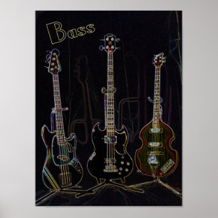 Neonbass-Druck Poster