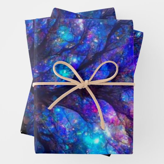 Neonbaum aus Papierblättern Geschenkpapier Set (Beispiel)