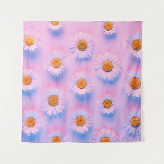 Neonbeleuchtetes Multicolor Chamomile Array. Wandteppich (Vorderseite (Horizontal))