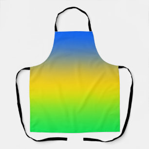 Neonblau, gelb, grüner Farbverlauf, ombre. Schürze