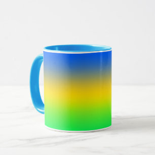 Neonblau, gelb, grüner Farbverlauf, ombre. Tasse
