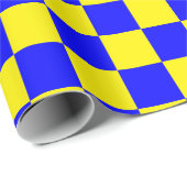 Neonblau-gelb karierte Tafel Vintag Geschenkpapier (Rolleneckpunkt)
