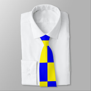 Neonblau-gelb karierte Tafel Vintag Krawatte