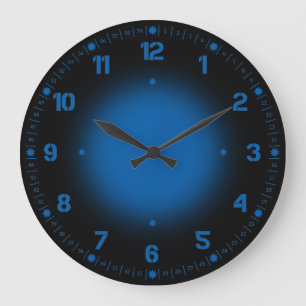 Neonblau Große Wanduhr