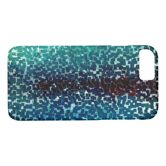 Neonblau-Mosaik über grobkörniges Glas Case-Mate iPhone Hülle (Rückseite (Horizontal))
