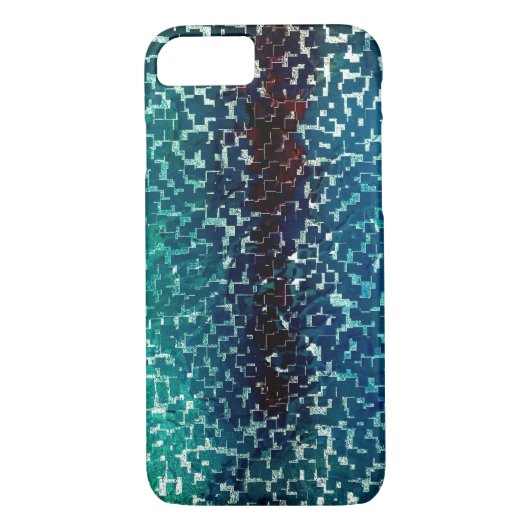 Neonblau-Mosaik über grobkörniges Glas Case-Mate iPhone Hülle (Rückseite)