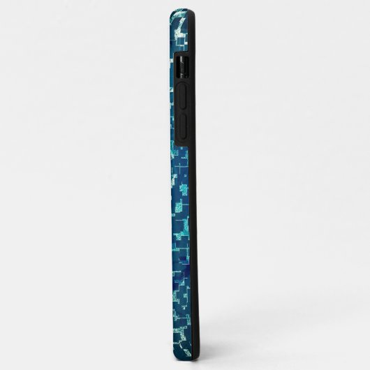 Neonblau-Mosaik über grobkörniges Glas Case-Mate iPhone Hülle (Hinten/Links)