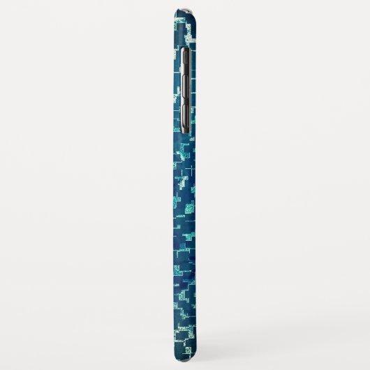 Neonblau-Mosaik über grobkörniges Glas Case-Mate iPhone Hülle (Hinten/Links)