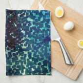 Neonblau-Mosaik über grobkörniges Glas Geschirrtuch (Viertel Falte)